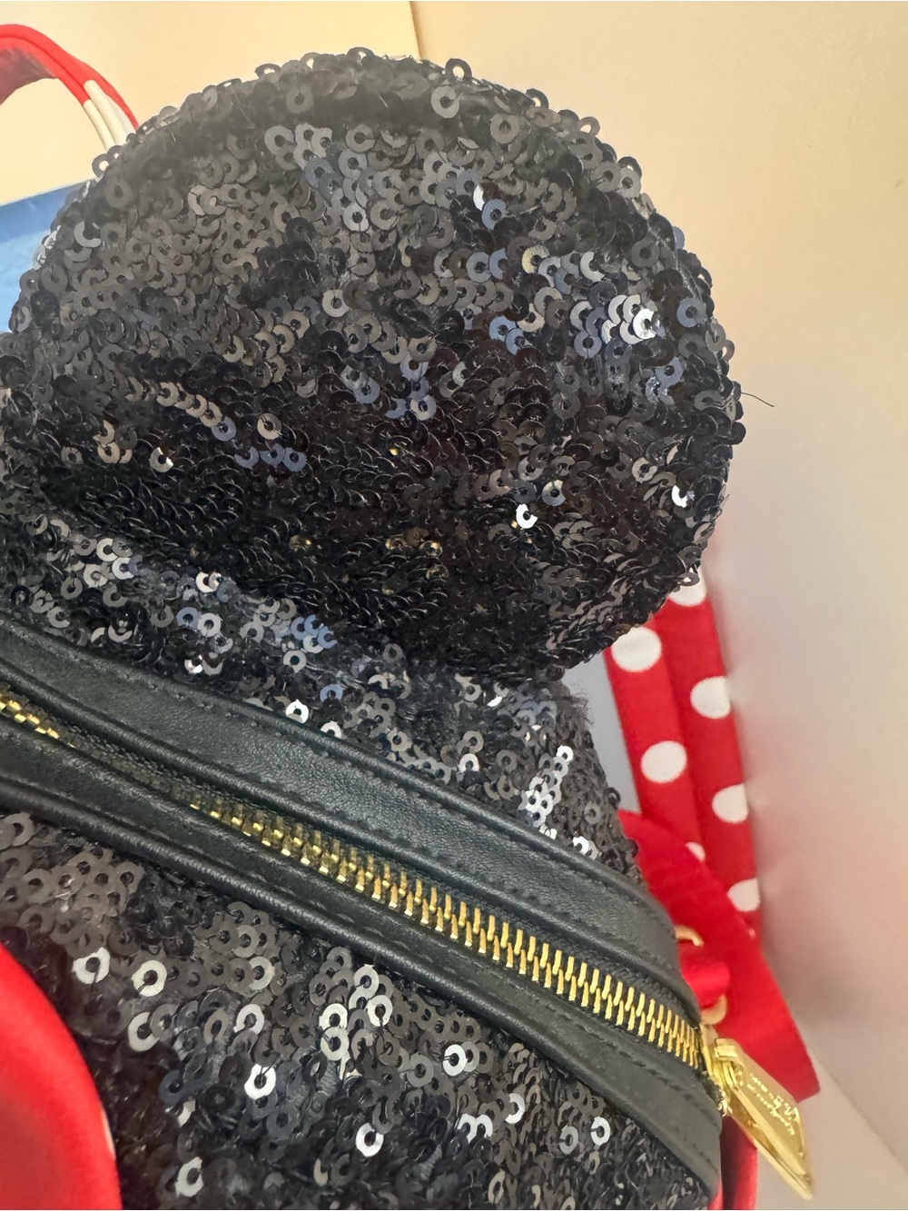Loungefly Red and Black Minnie Mouse Polka Dot Mini Backpack - Picture 7 of 16